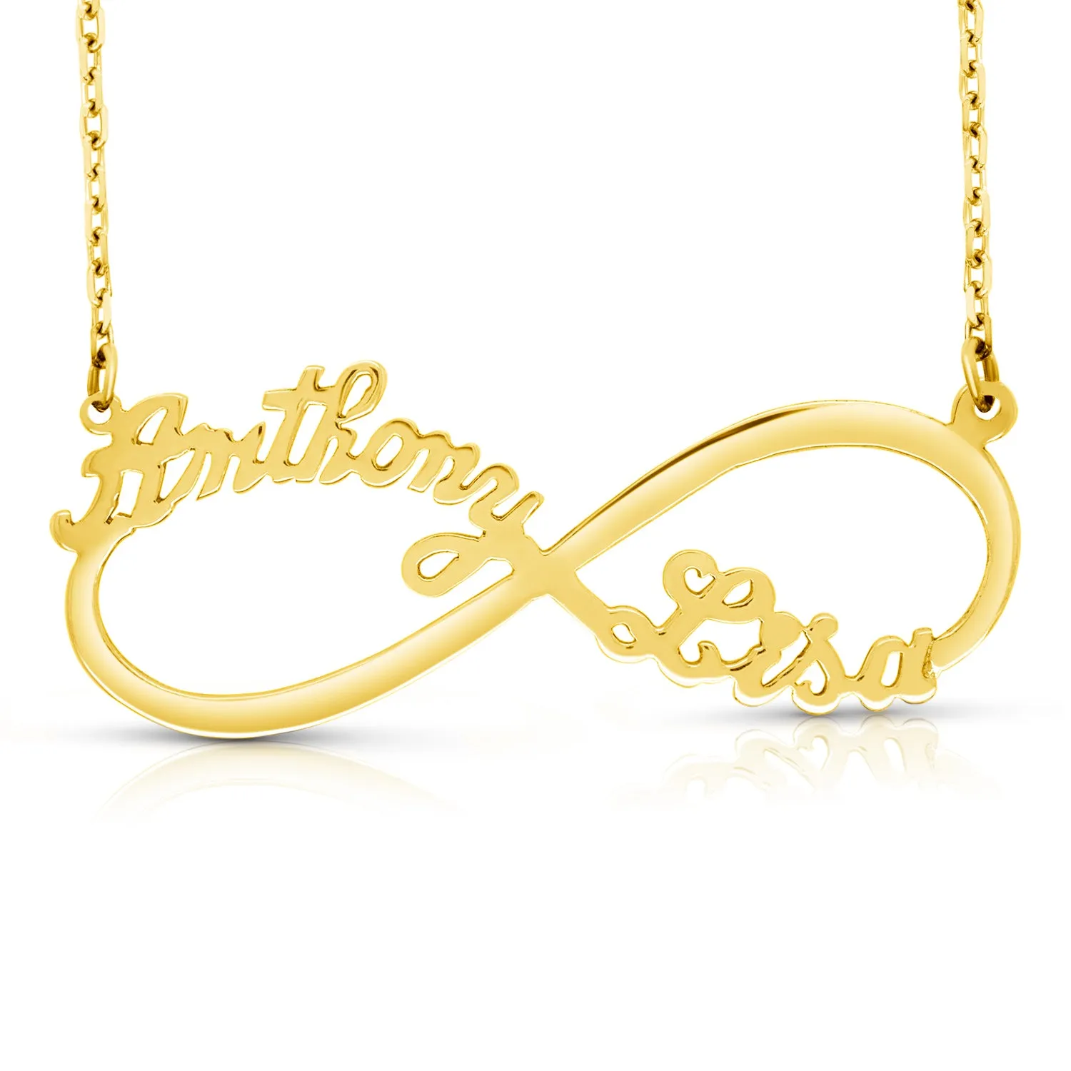 14 Karat Two Name Infinity Name Necklace