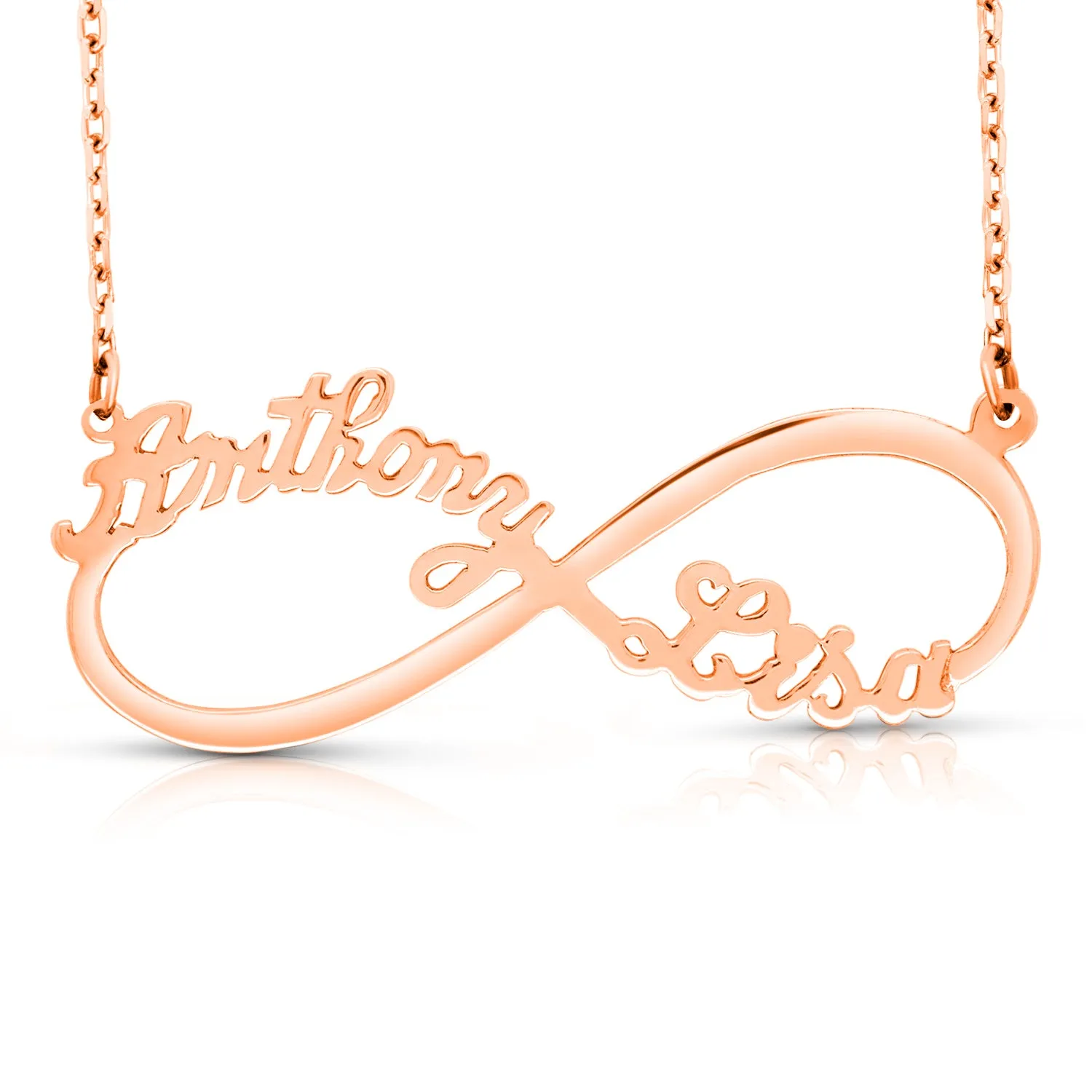 14 Karat Two Name Infinity Name Necklace