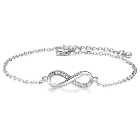 14K Gold CZ Accented Infinity Symbol Bracelet in White or Rose Gold for Woman Any Occasion Holiday Birthday