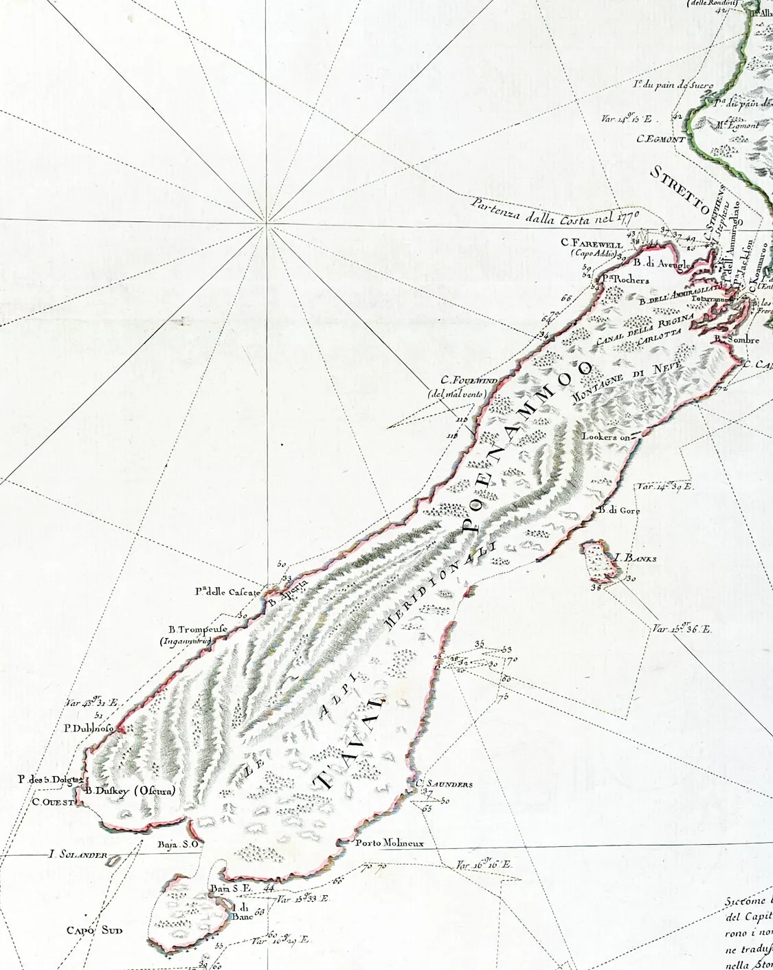 1778 Antonio Zatta Antique Map of New Zealand af. Captain James Cook - Beautiful