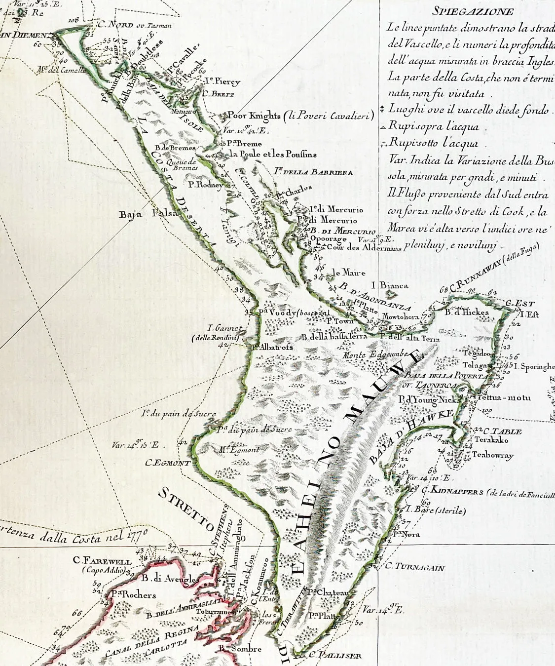 1778 Antonio Zatta Antique Map of New Zealand af. Captain James Cook - Beautiful