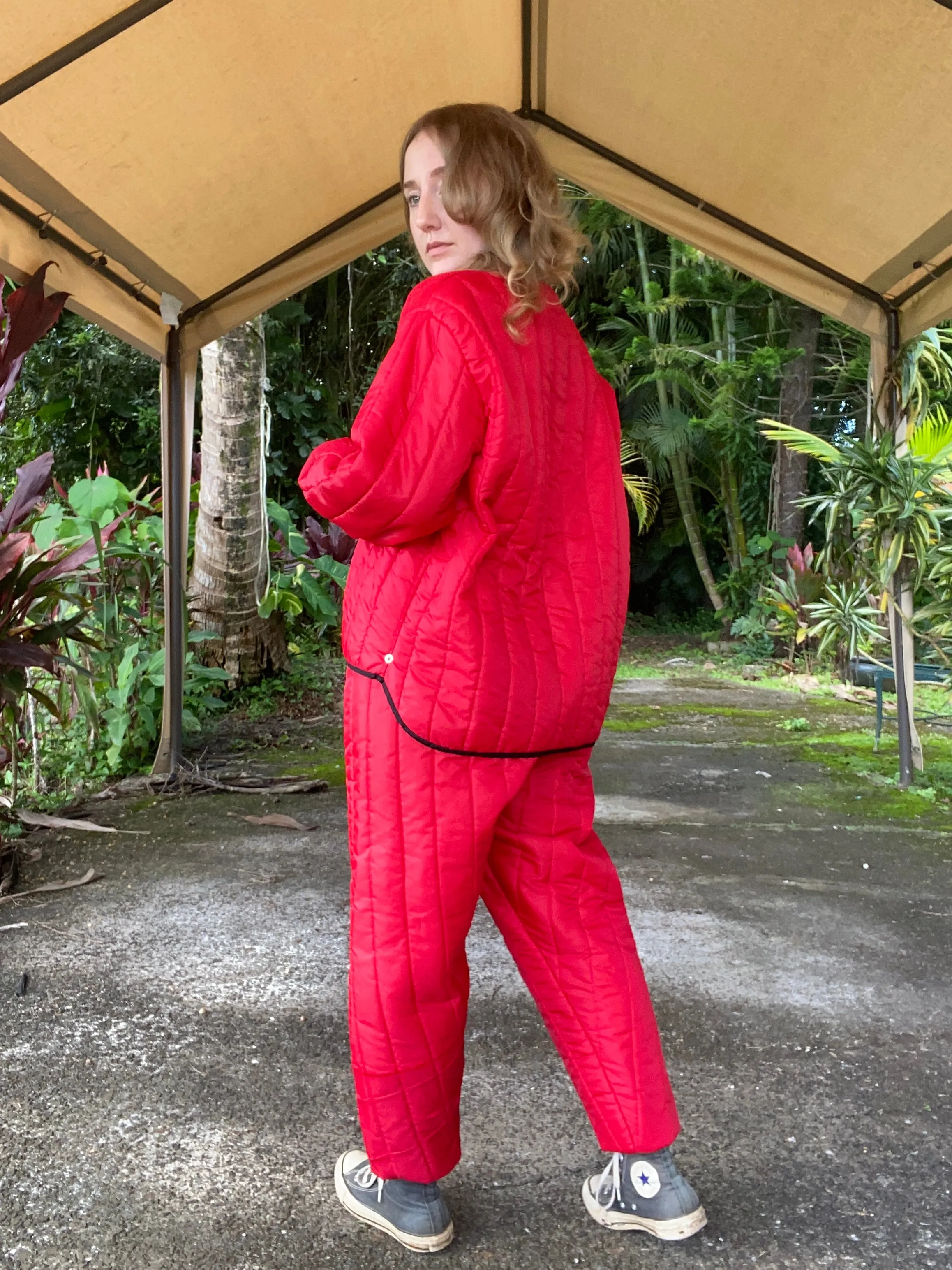 1960s / 1970s Antler Red Dacron Quilted Liner Jacket & Pants Set