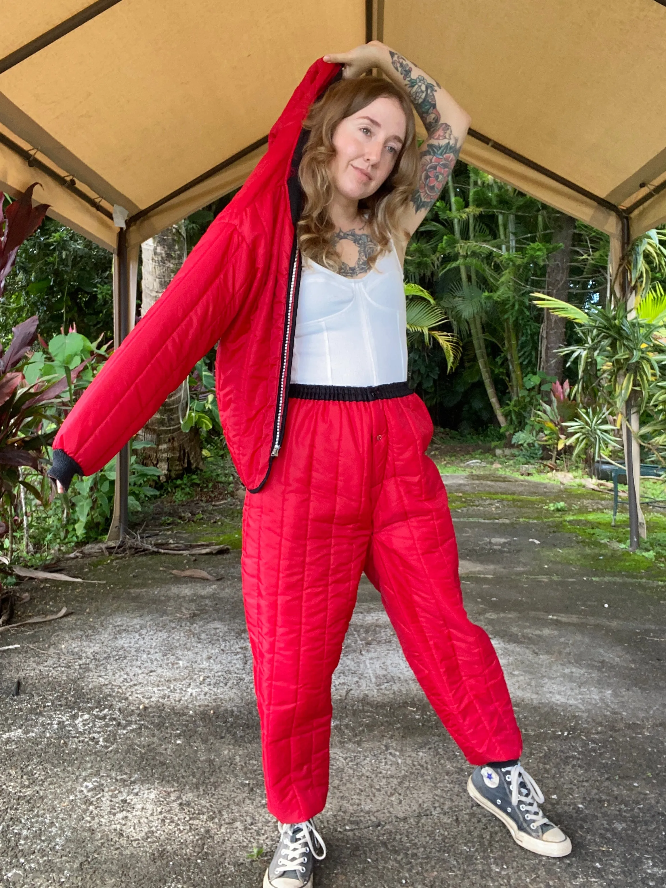 1960s / 1970s Antler Red Dacron Quilted Liner Jacket & Pants Set