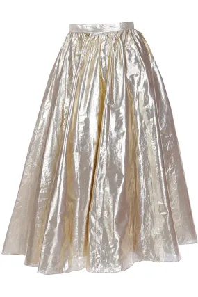 1970s Vintage Gold Tissue Lame Full Evening Skirt