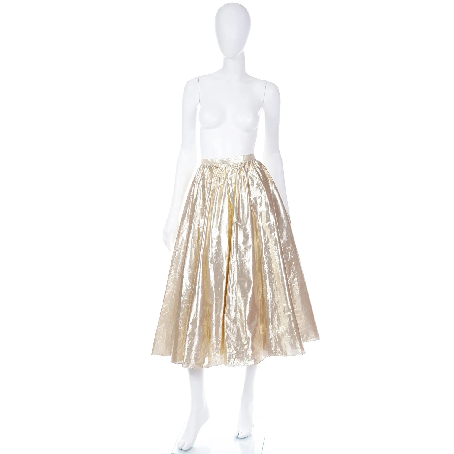 1970s Vintage Gold Tissue Lame Full Evening Skirt