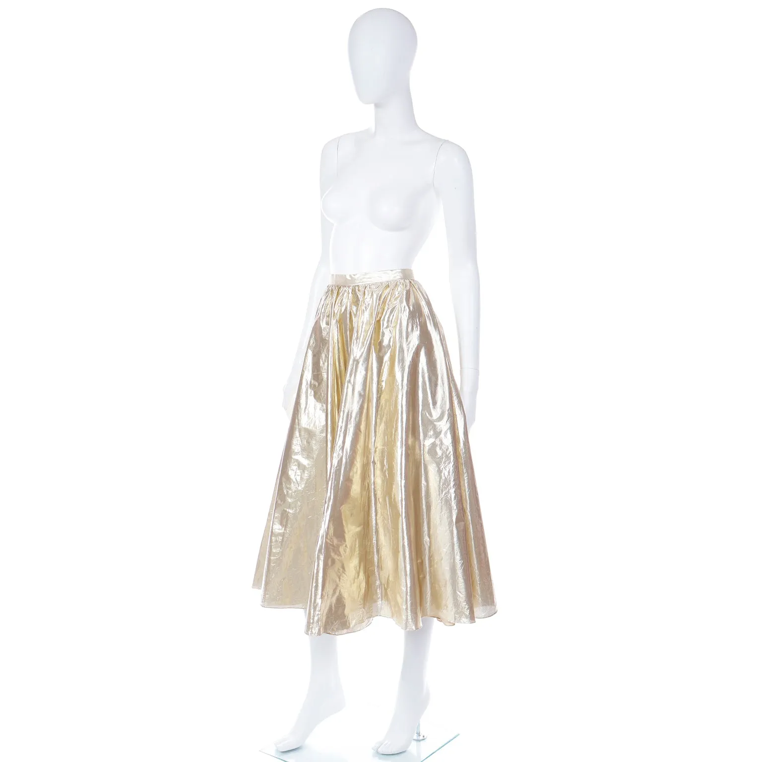 1970s Vintage Gold Tissue Lame Full Evening Skirt