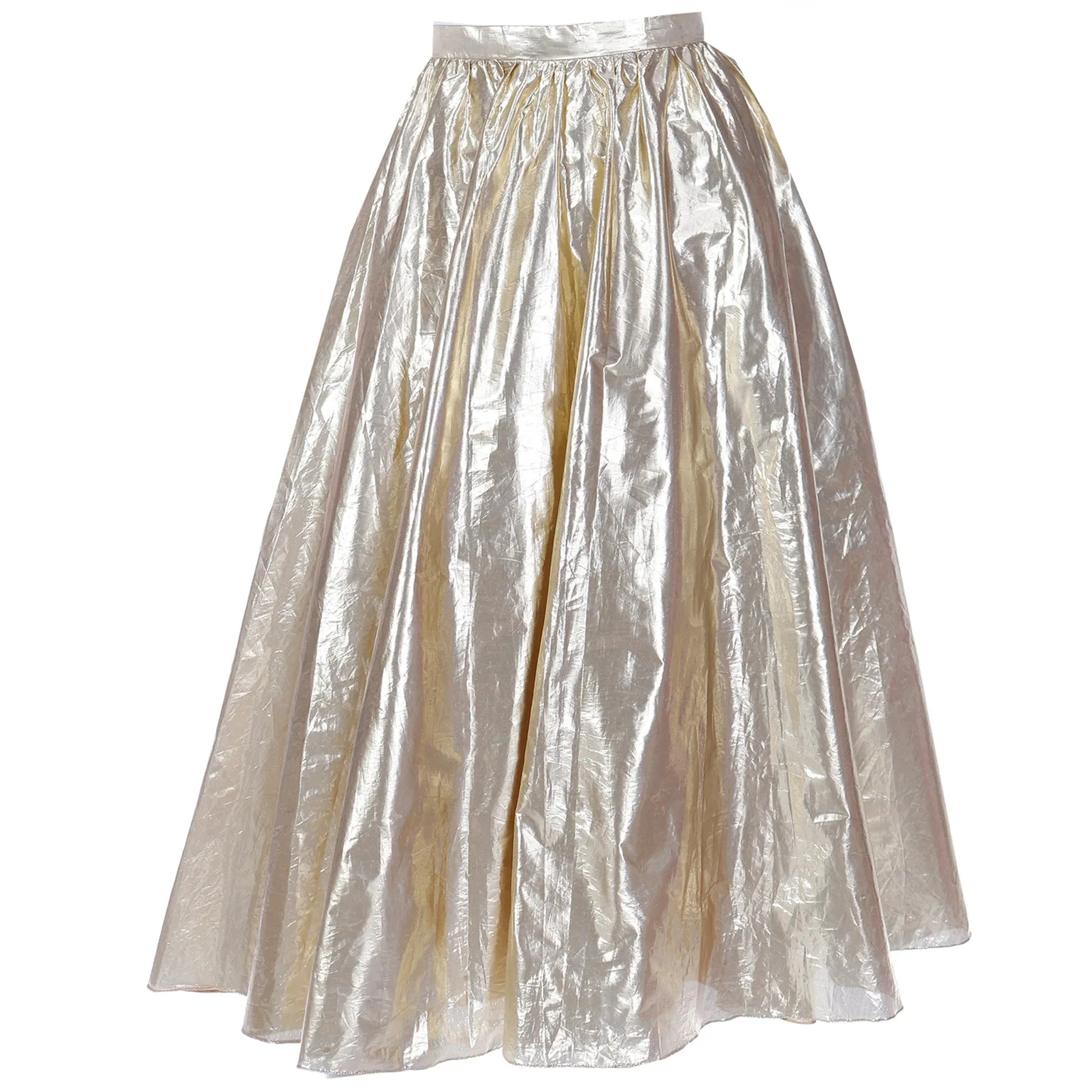 1970s Vintage Gold Tissue Lame Full Evening Skirt