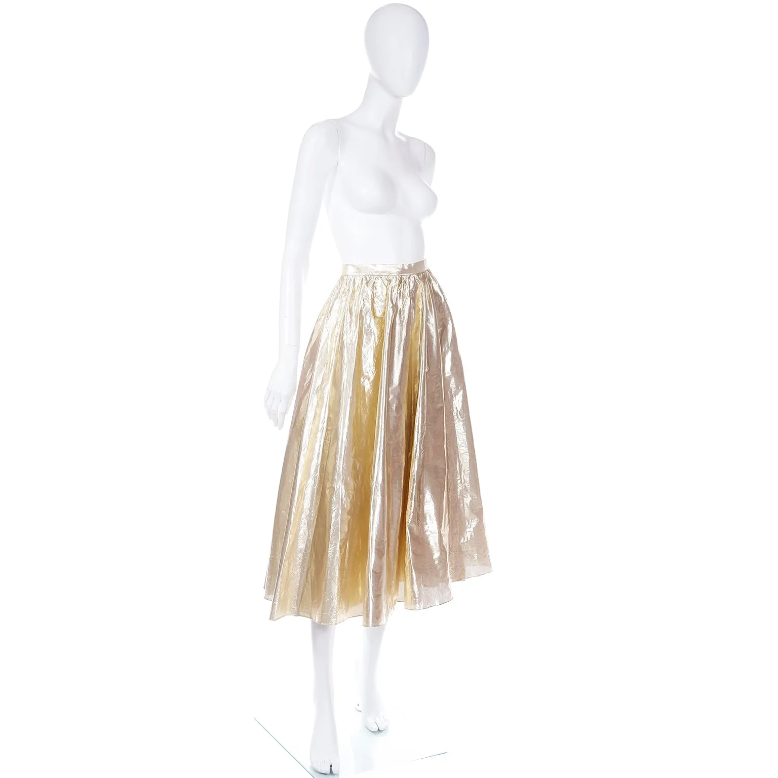 1970s Vintage Gold Tissue Lame Full Evening Skirt