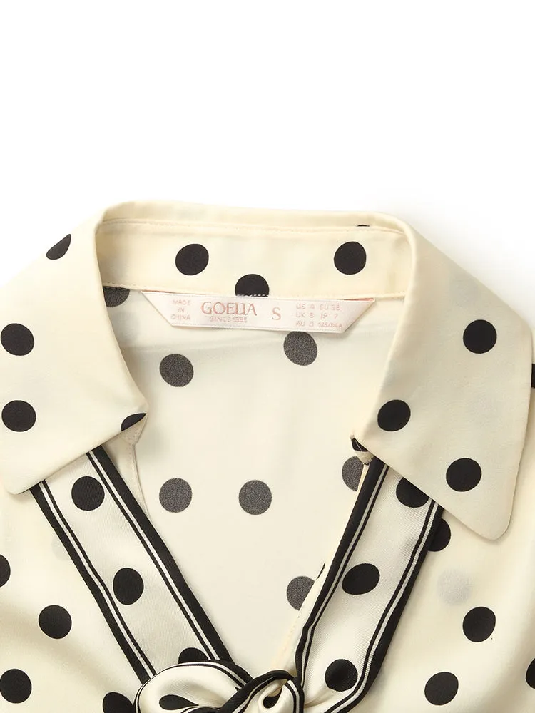 22 Momme Mulberry Silk Polka Dots Printed Women Shirt With Flaps