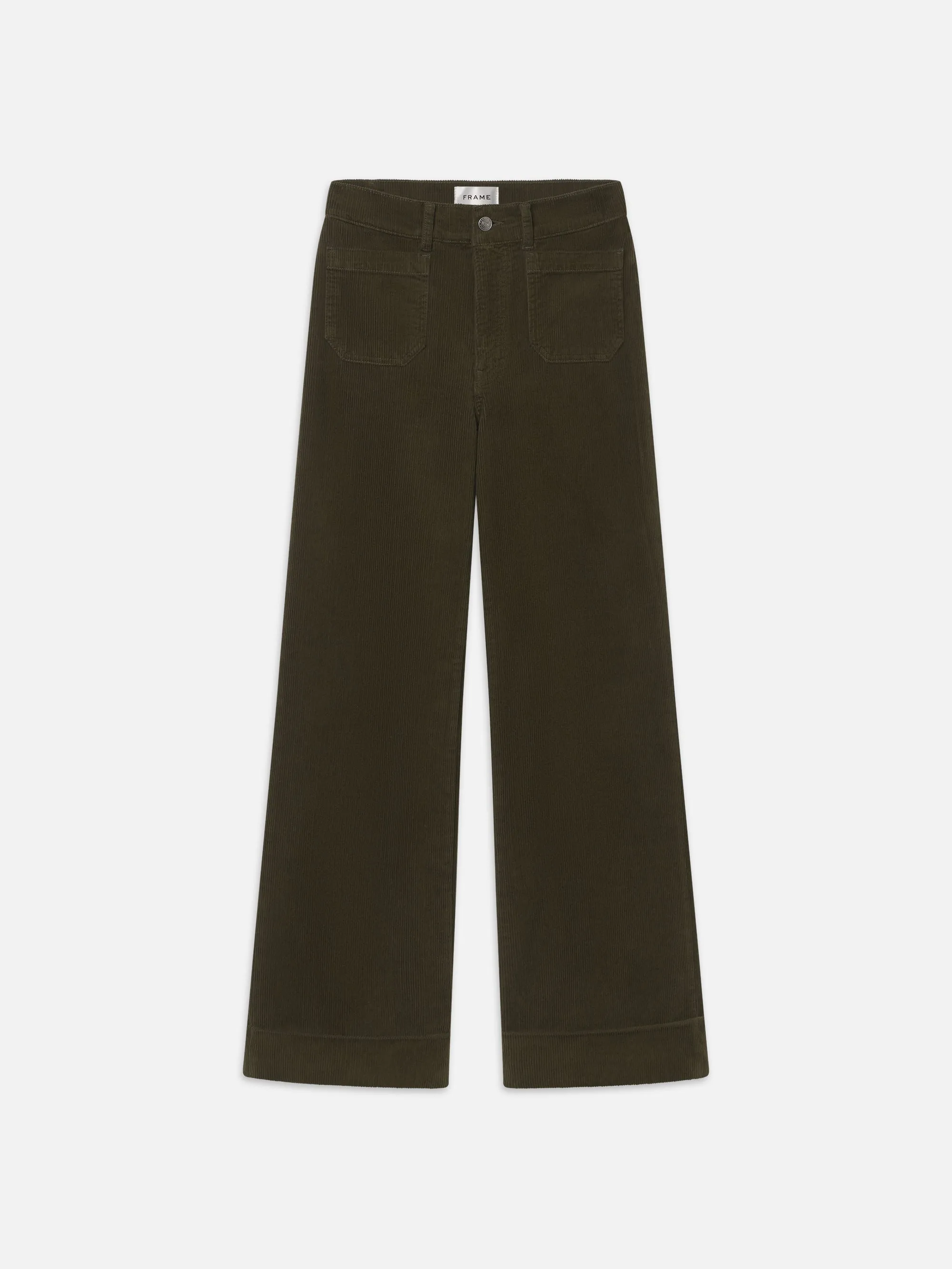 70's Cropped Wide Leg Corduroy -- Rich Military