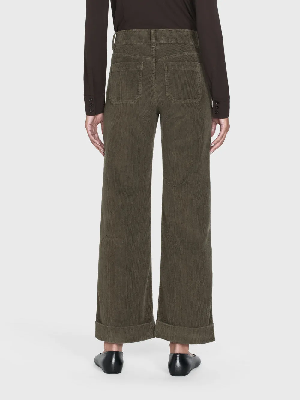 70's Cropped Wide Leg Corduroy -- Rich Military