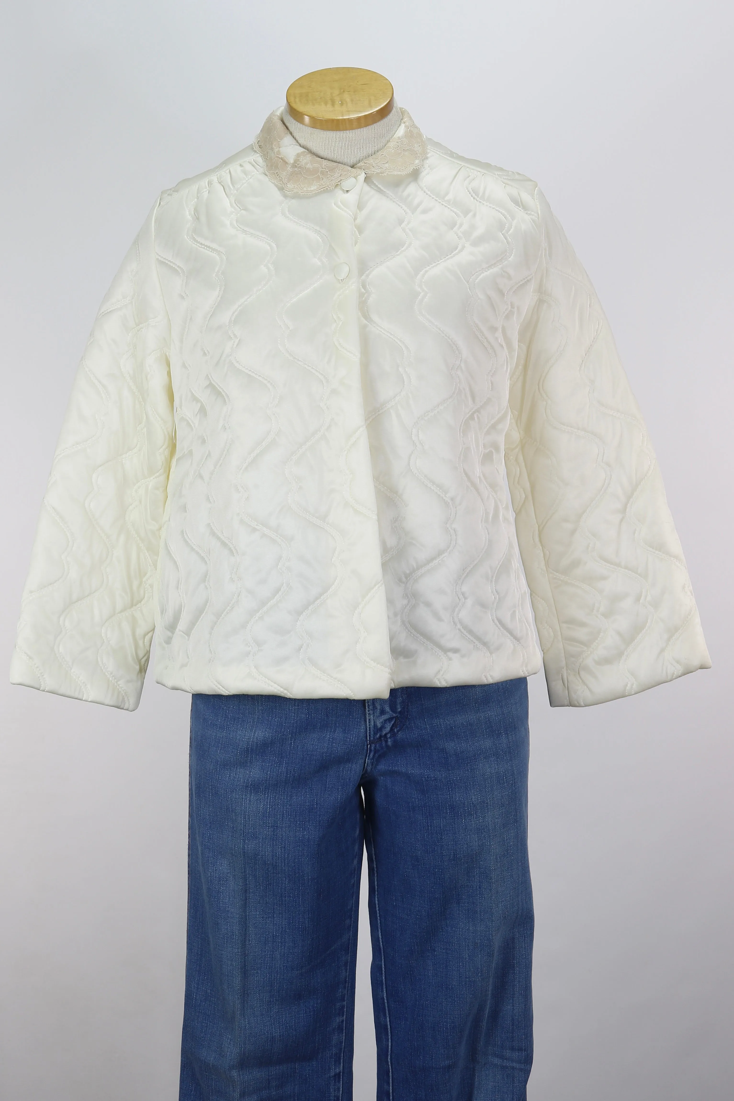 70s Kayser Ivory Quilted Bolero       S