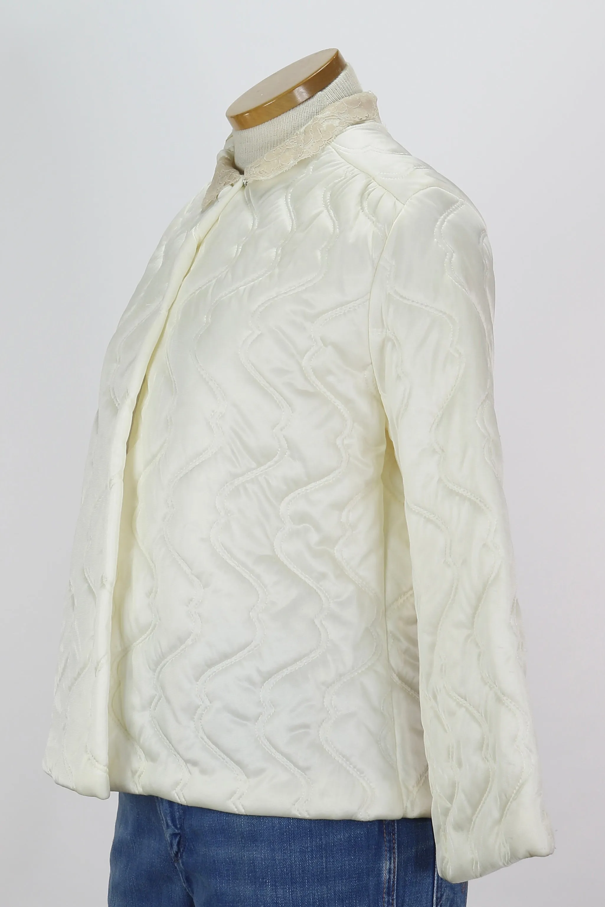 70s Kayser Ivory Quilted Bolero       S