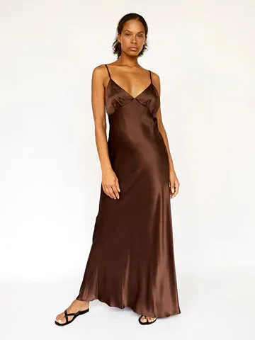 90'S IT GIRL MAXI DRESS - CHOCOLATE