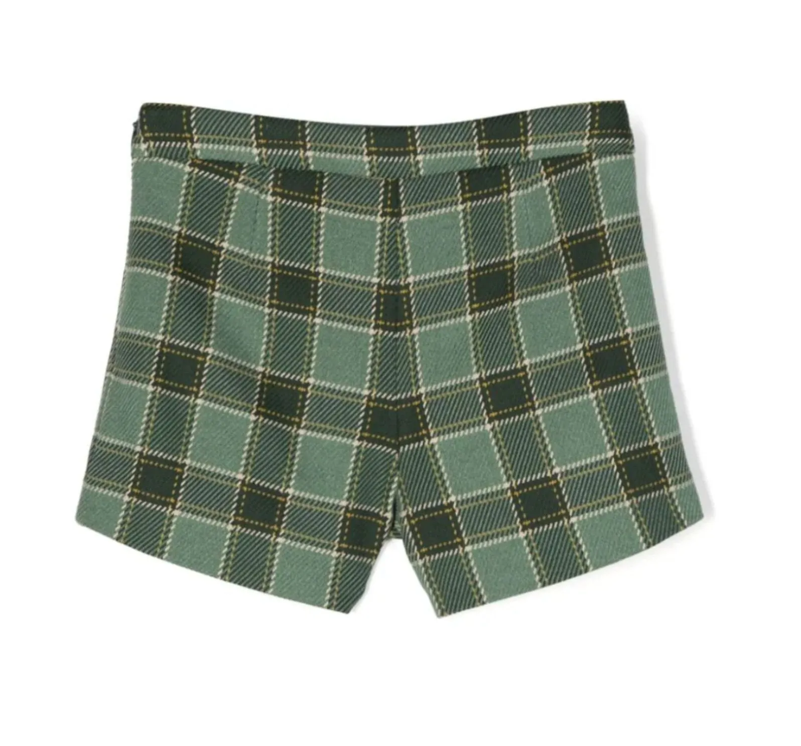 Abel & Lula Girls Green Plaid Winter Shorts