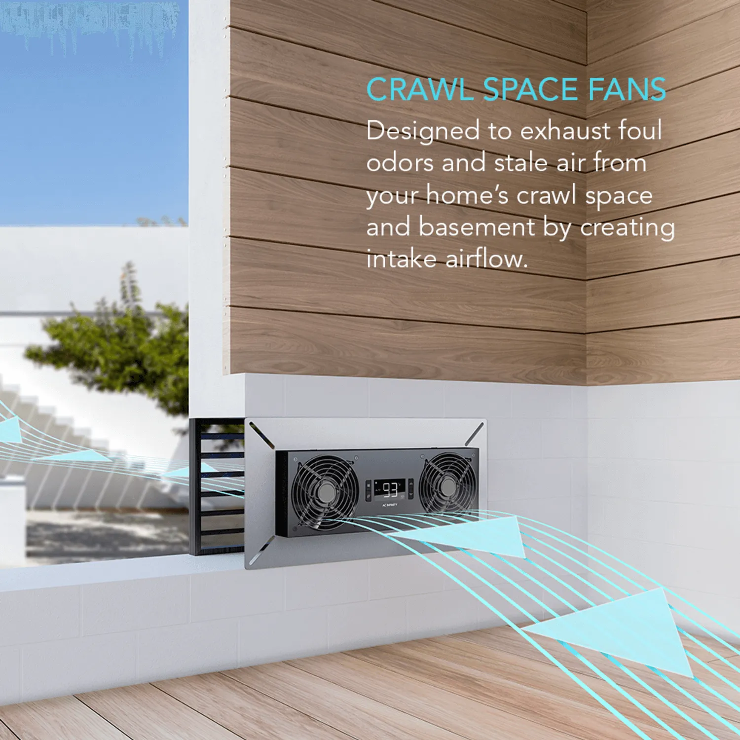 AC Infinity AIRTITAN T8-N, Crawlspace and Basement Ventilator Fan, Temperature and Humidity Controller, IP-44 Rated, Intake