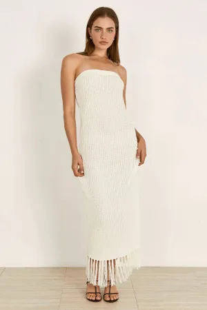 Adorne Knit Midi Dress - Pearl