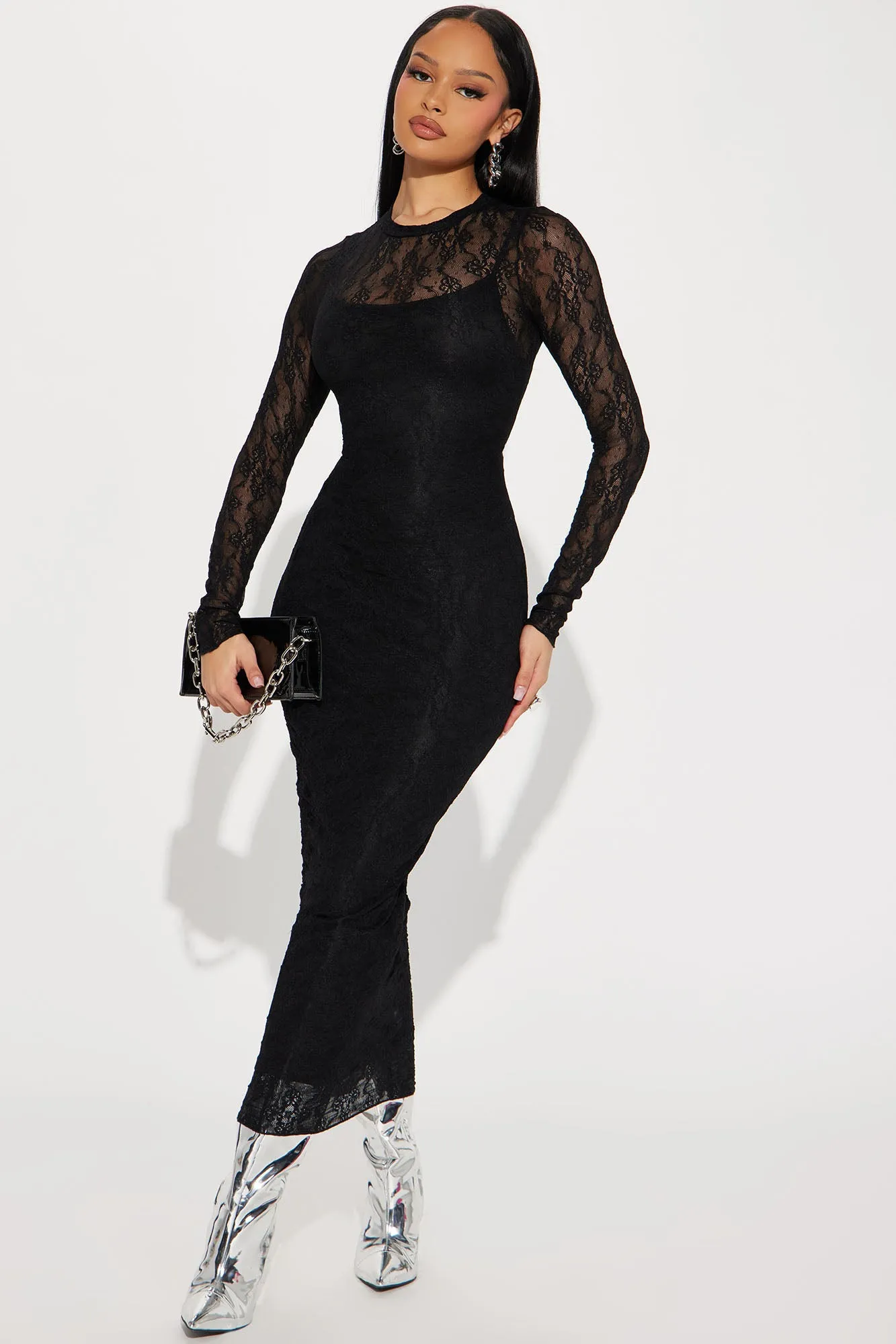 Alison Textured Maxi Dress - Black