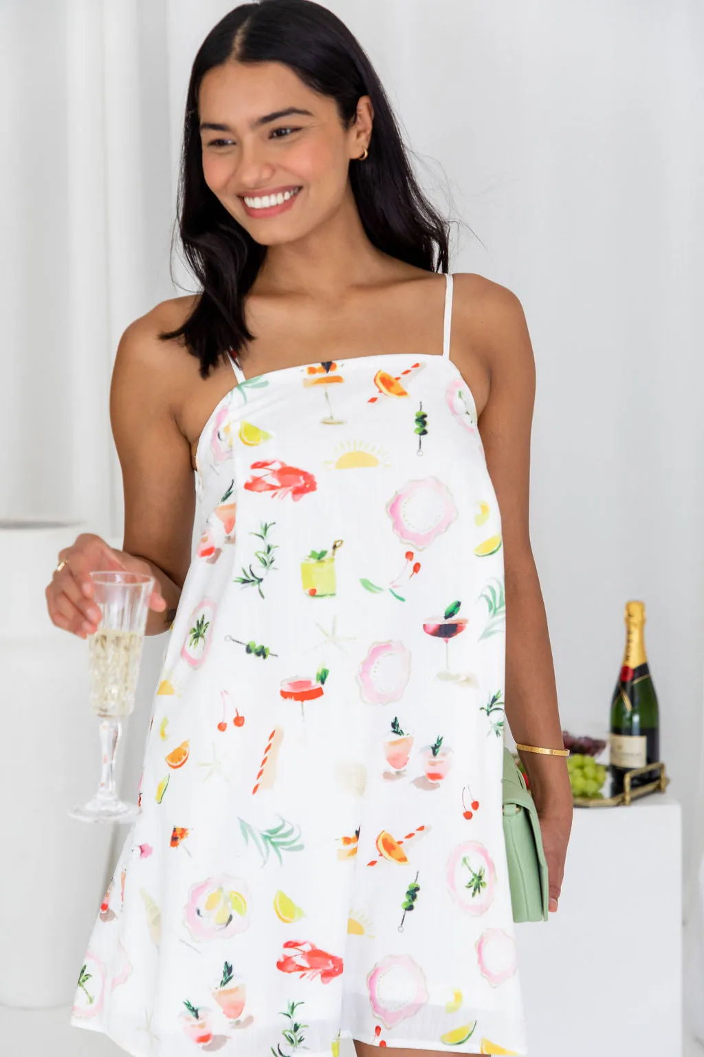 Amali Slip Dress - Cocktail Hour Print