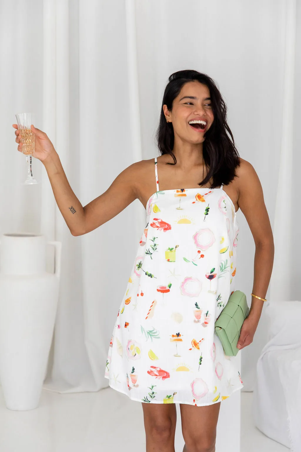 Amali Slip Dress - Cocktail Hour Print