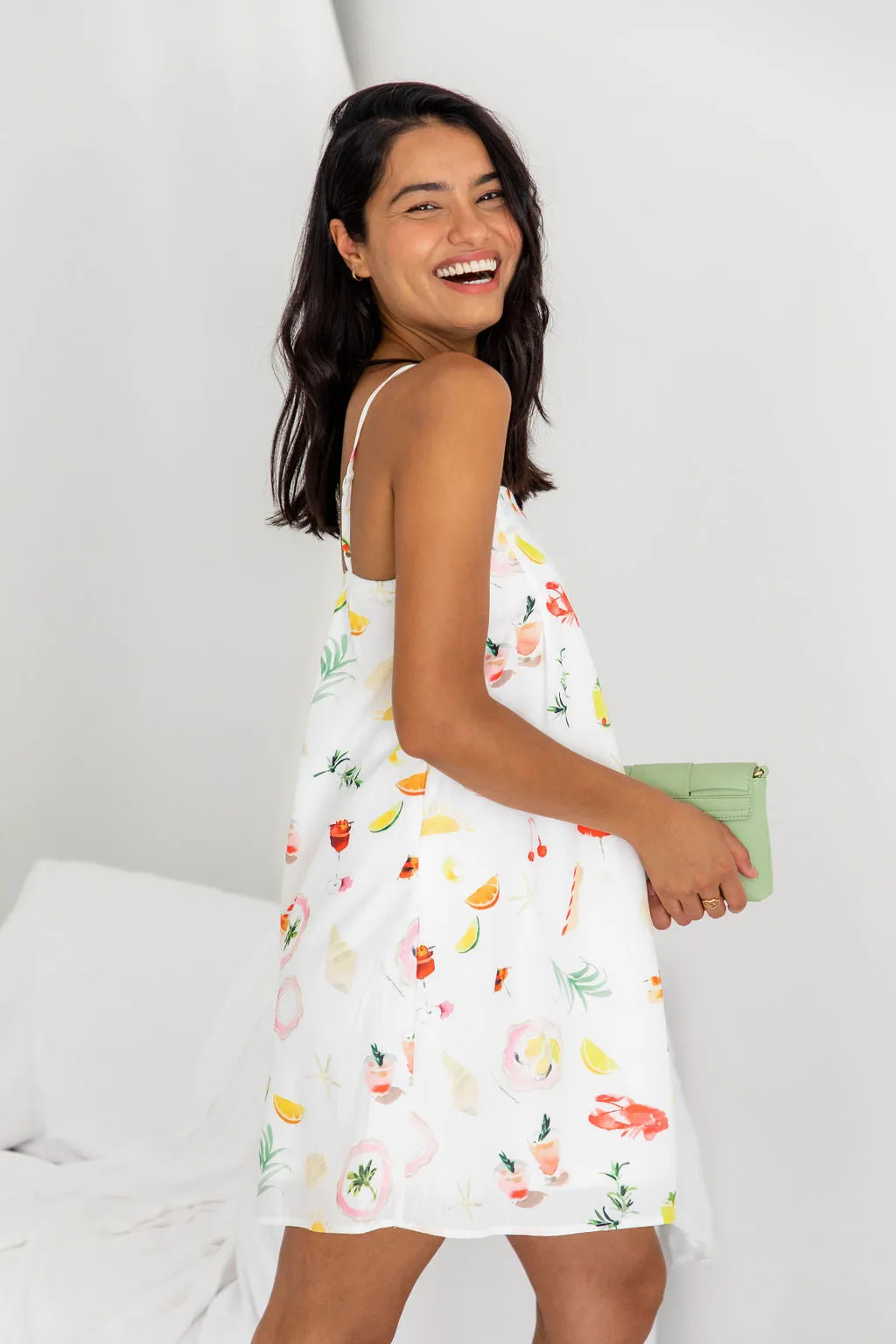 Amali Slip Dress - Cocktail Hour Print