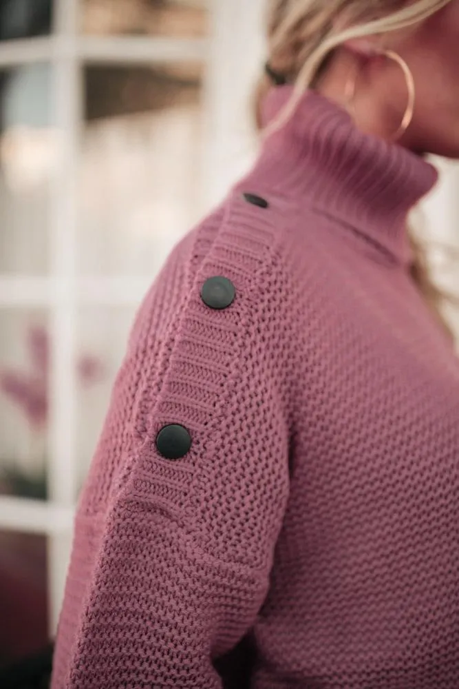 Aurora Button Sweater in Rose