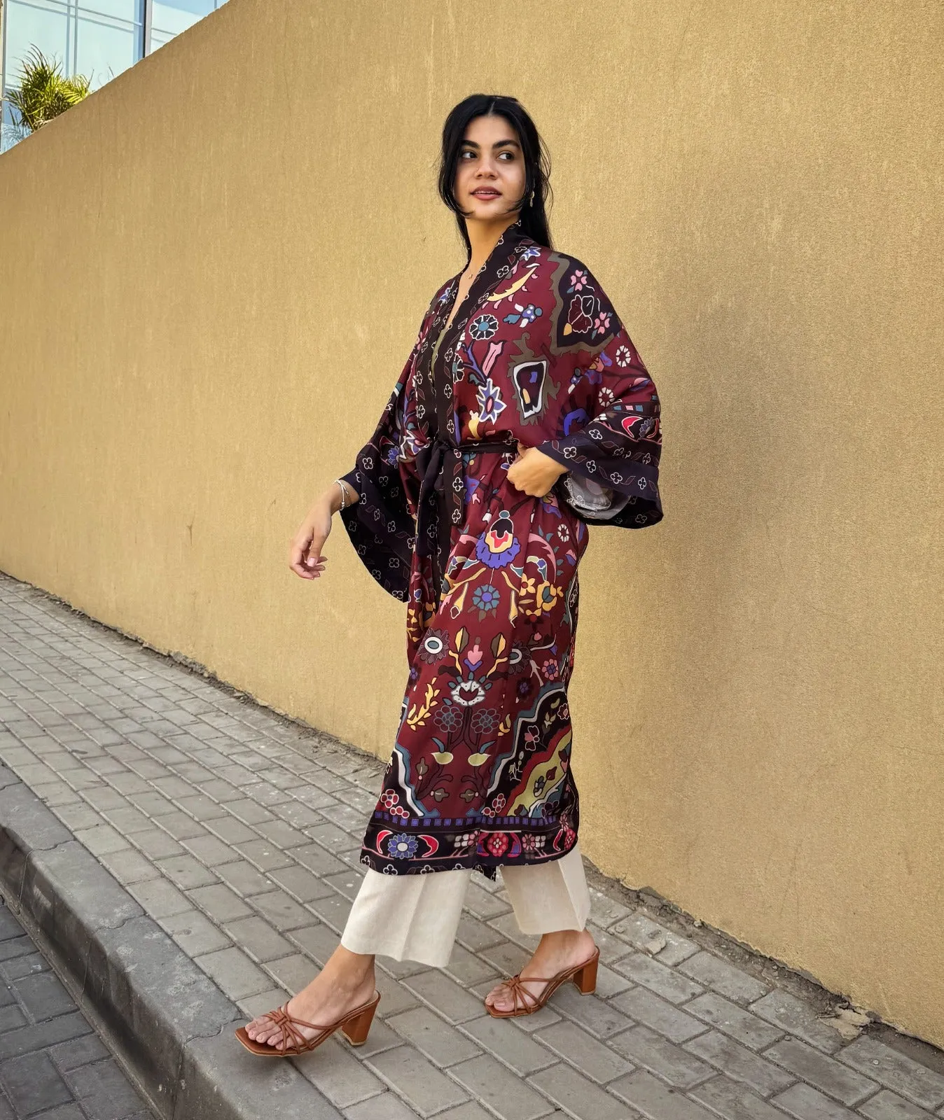 Azadeh Satin Kimono In Cinnamon