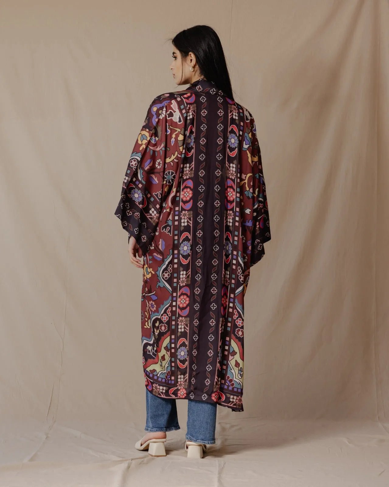 Azadeh Satin Kimono In Cinnamon