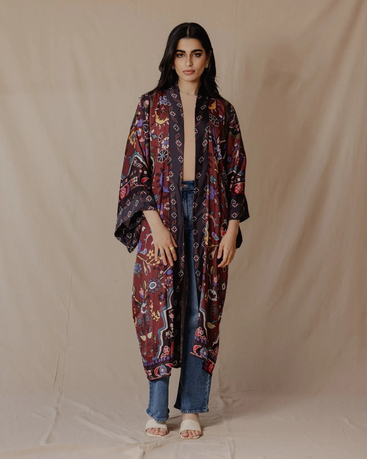 Azadeh Satin Kimono In Cinnamon