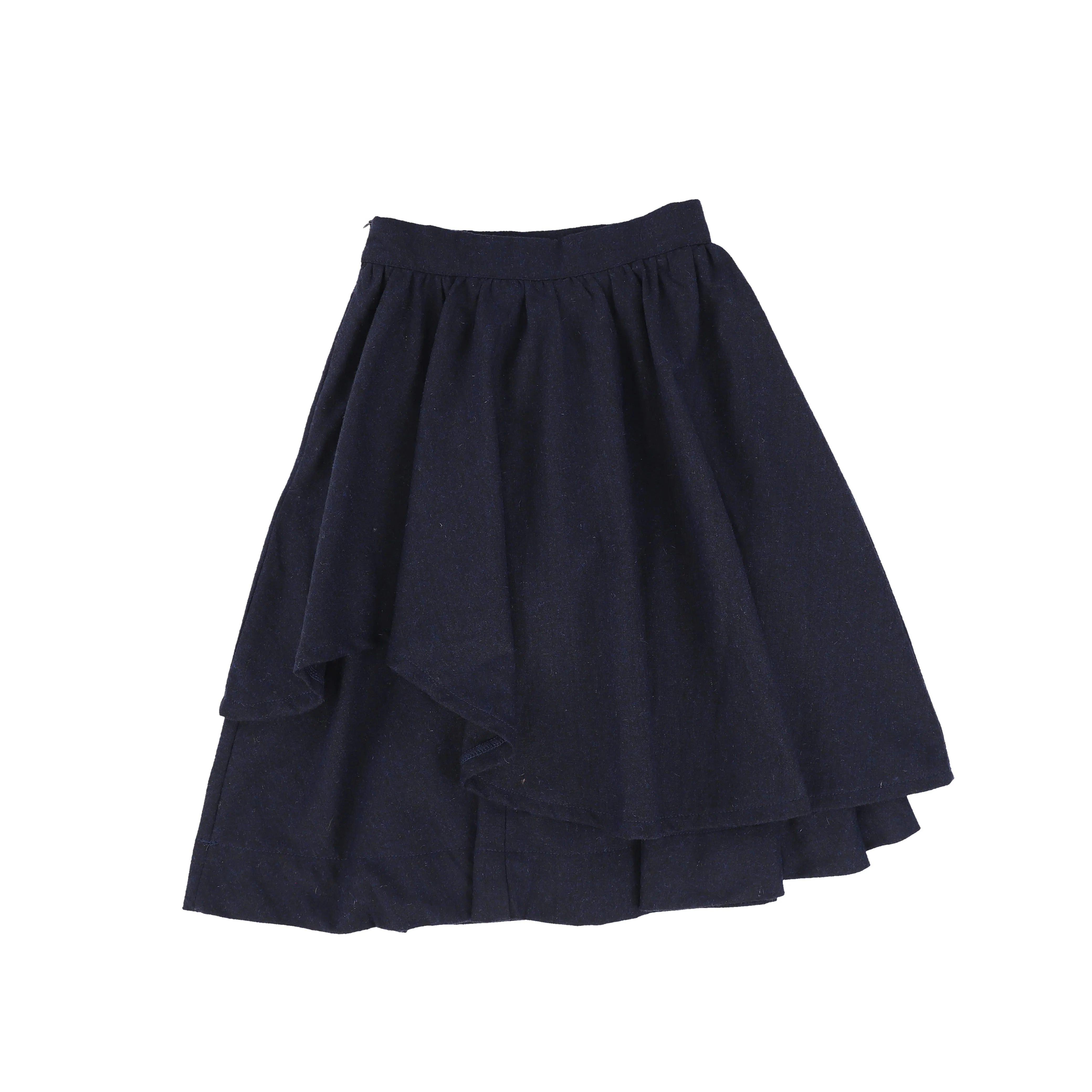 Bamboo Navy Wool Layered Skirt