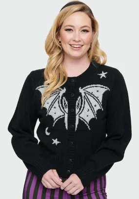 Bat [Black & Silver] | CROPPED CARDIGAN