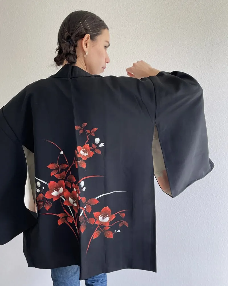 Bellflower Black Haori Kimono Jacket