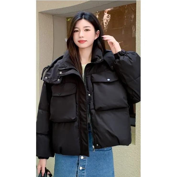 Bellows Pocket Cropped Puffer Jacket