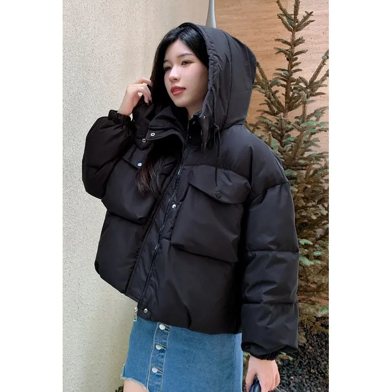 Bellows Pocket Cropped Puffer Jacket