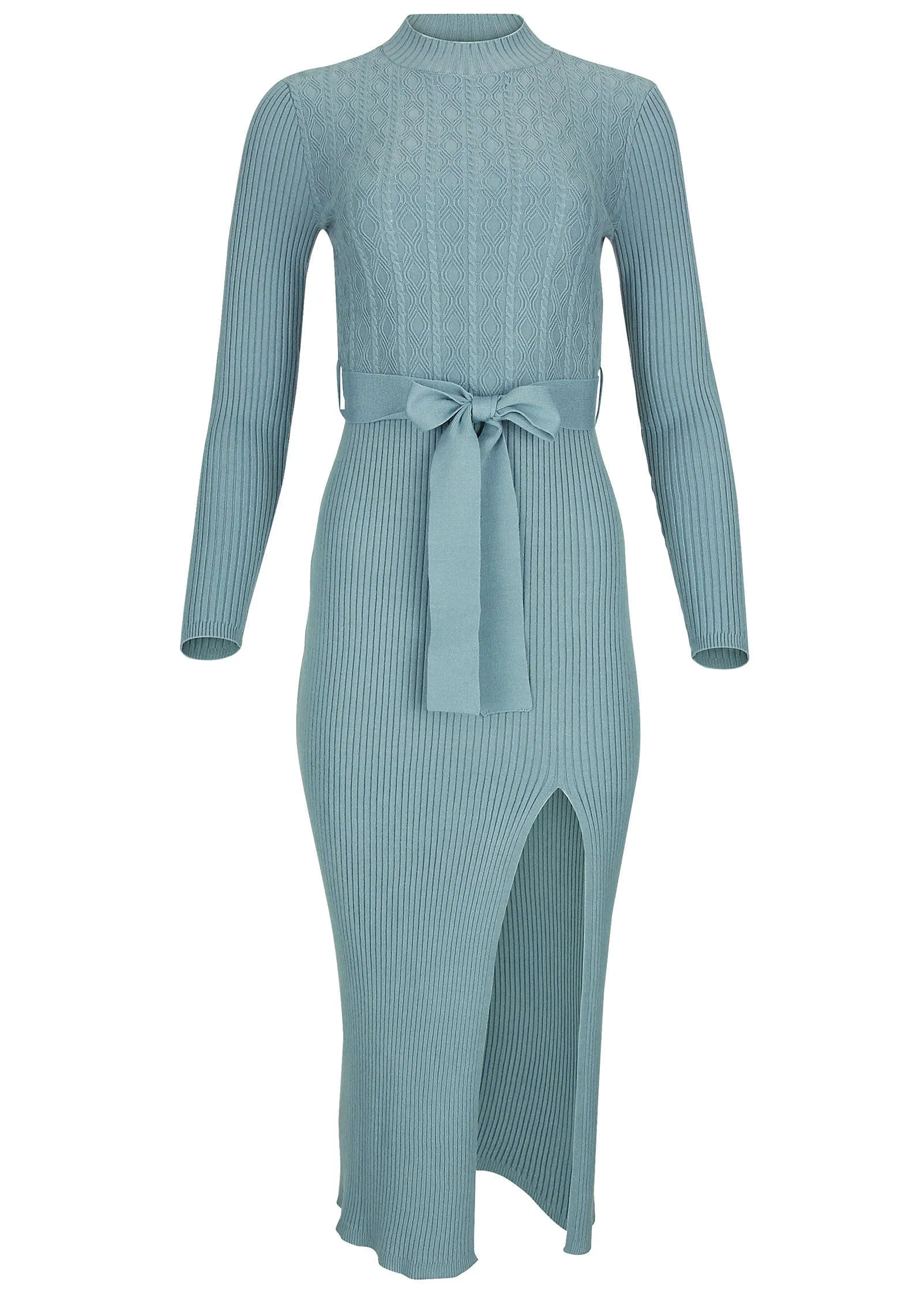 Belted Maxi Sweater Dress - Tourmaline