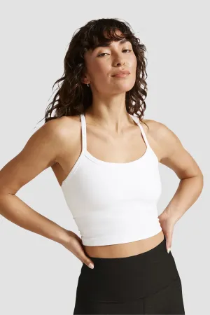 Beyond Yoga Spacedye Slim Racerback Cropped Tank in Cloud White