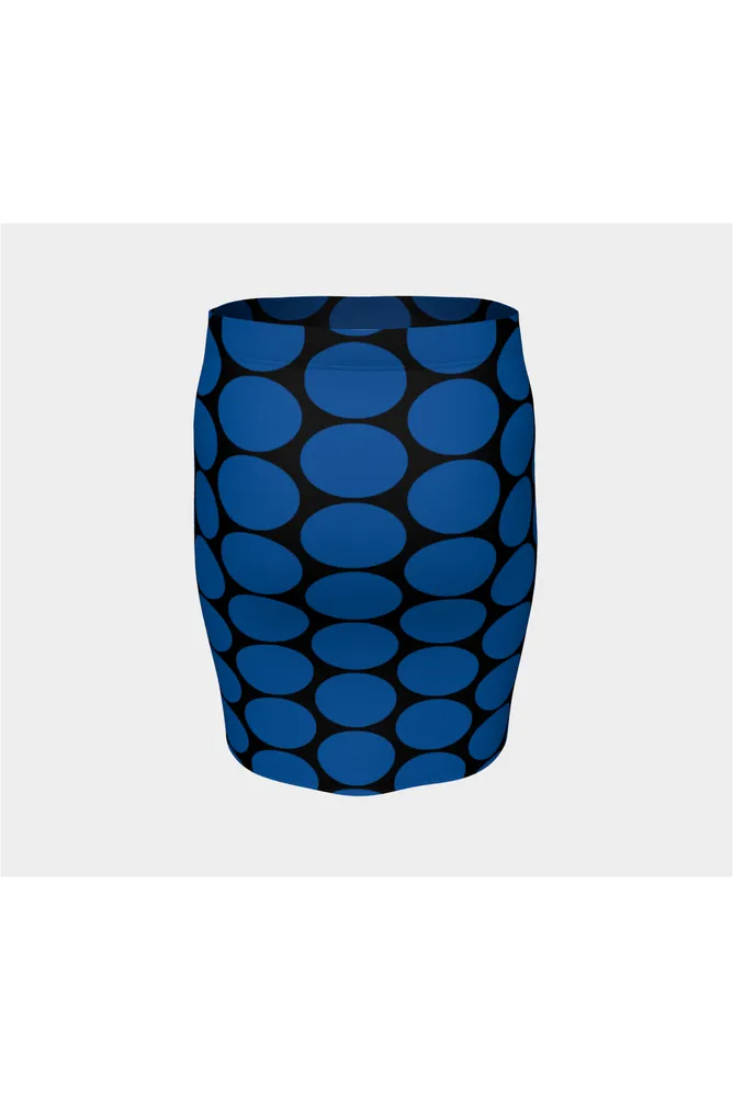 Big Blue Ovals Fitted Skirt