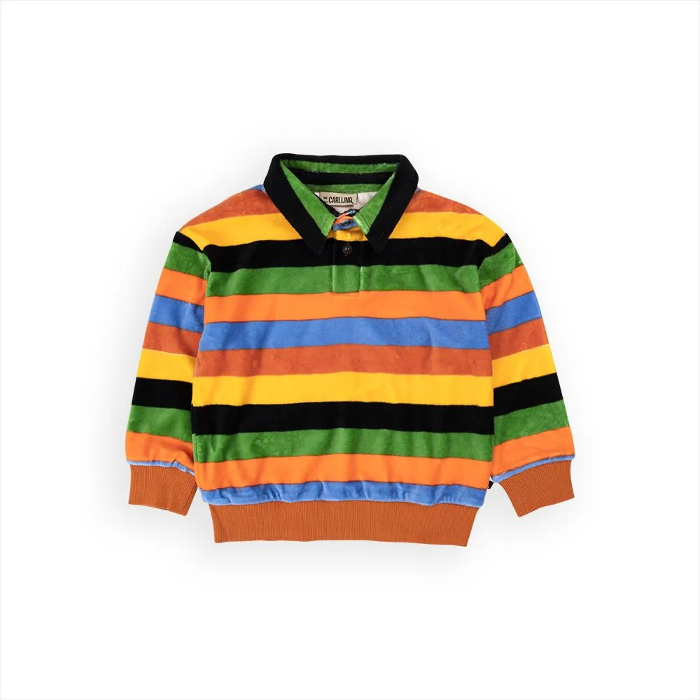 Big Lines Velour Polo Sweater