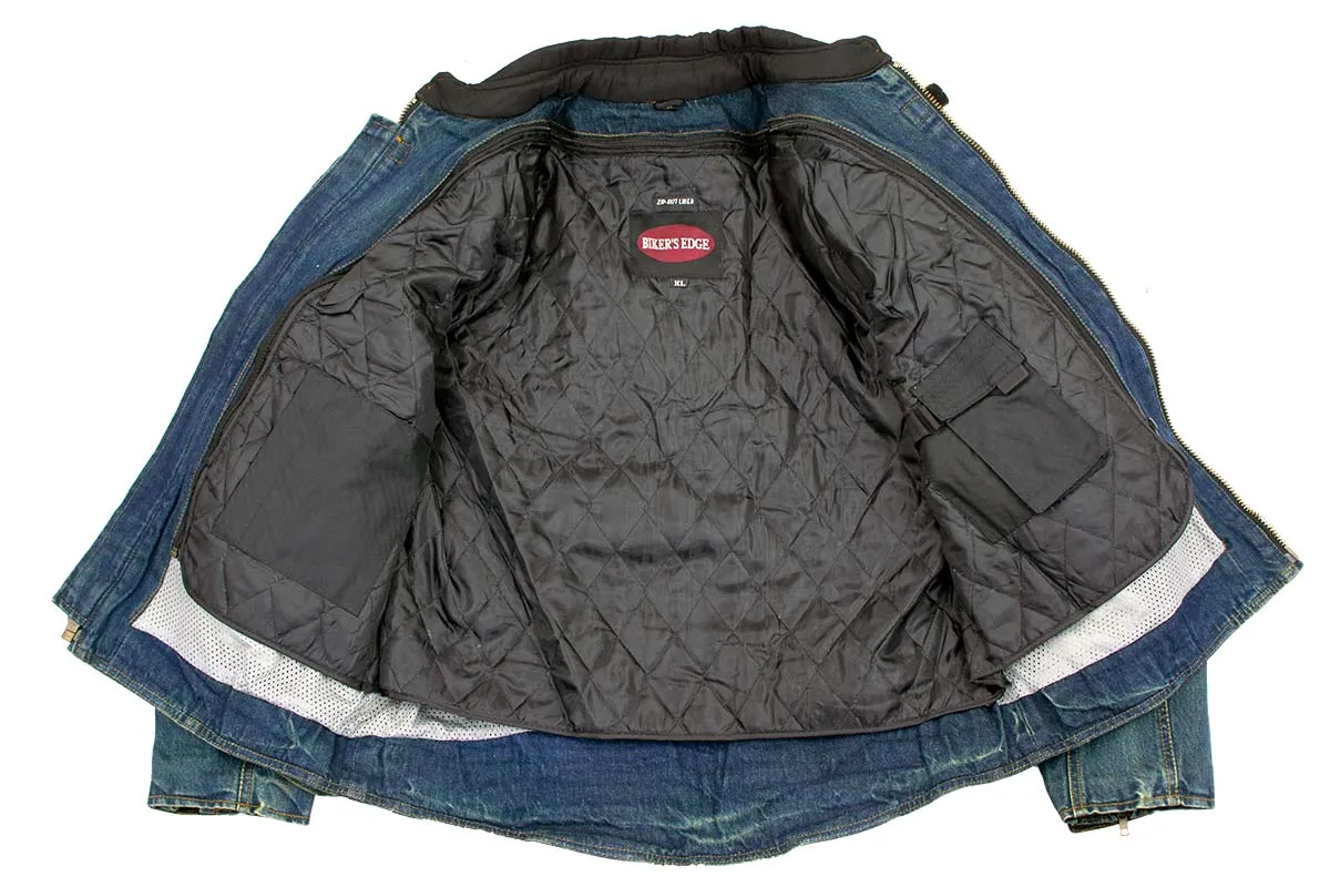 Bikers Edge DM1991 Men's Blue ‘Armored and Vented’ Denim Racing Jacket