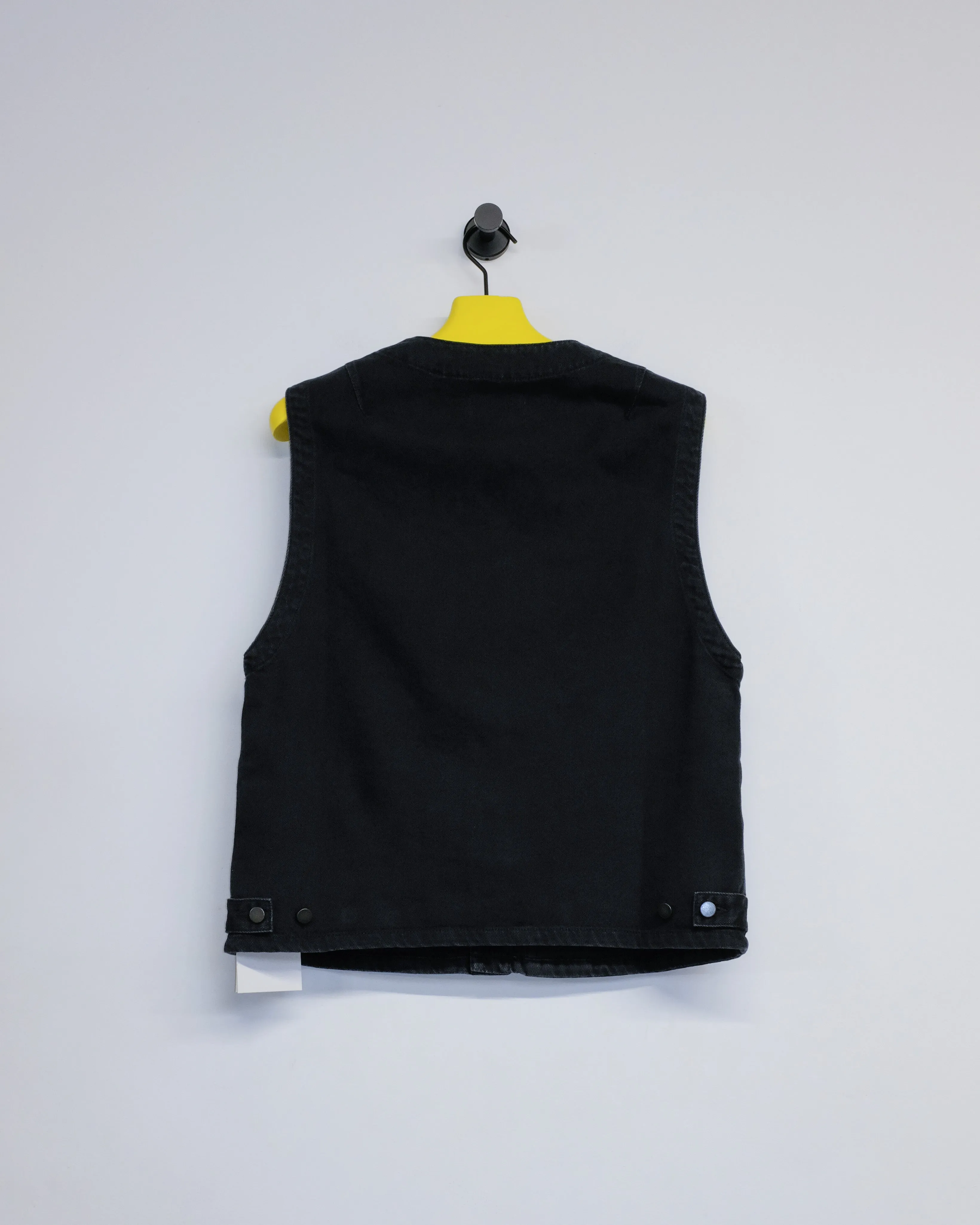 Black Soft Bleached Denim 4 Pocket Gilet