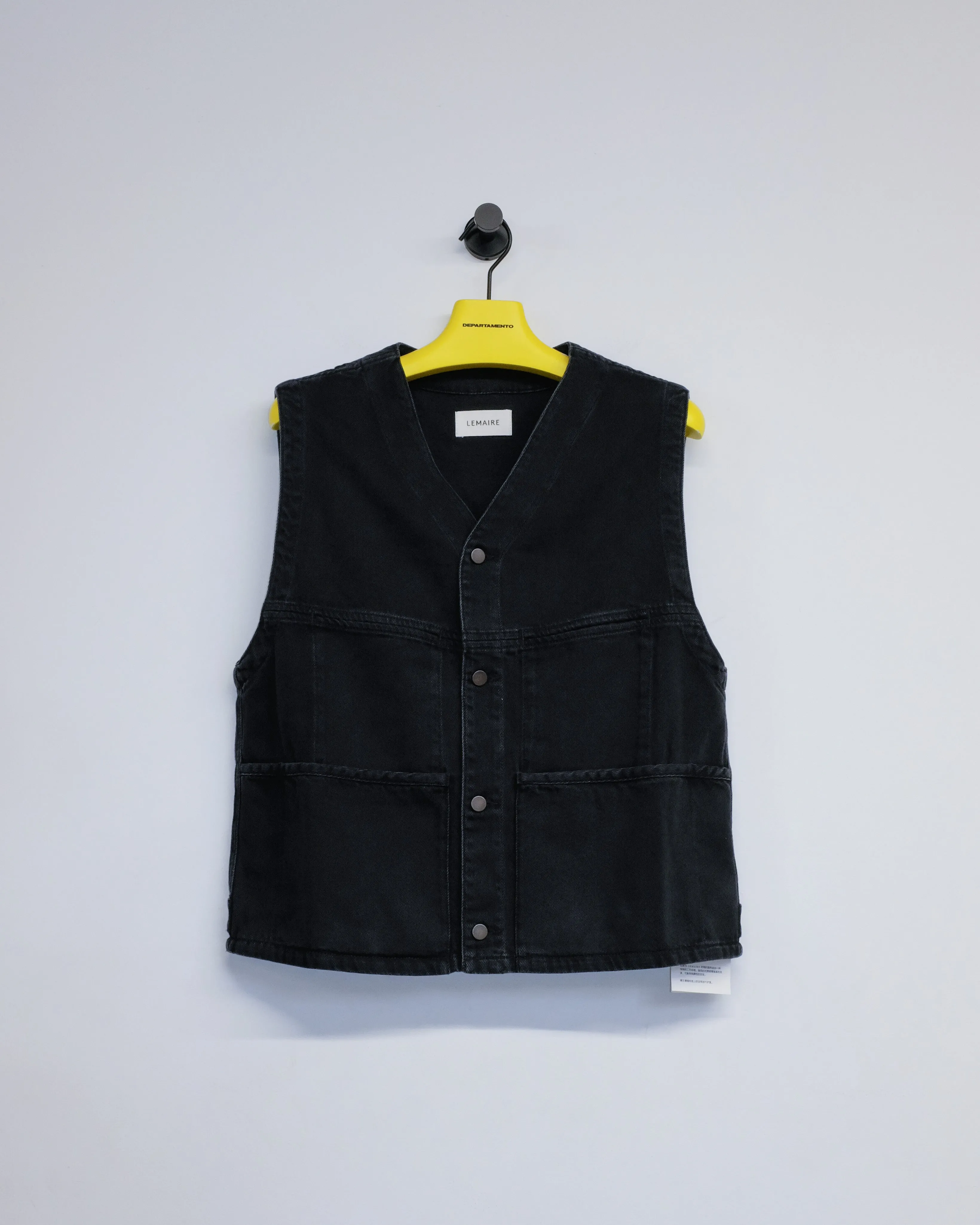 Black Soft Bleached Denim 4 Pocket Gilet