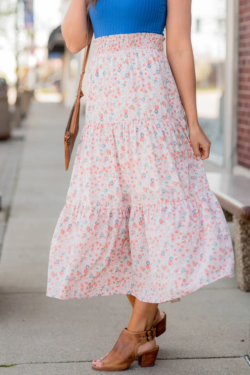 Blossoms Tiered Midi Skirt