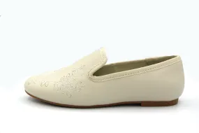 Boutaccelli  Beige Leather Embroidered Slip On  Fine