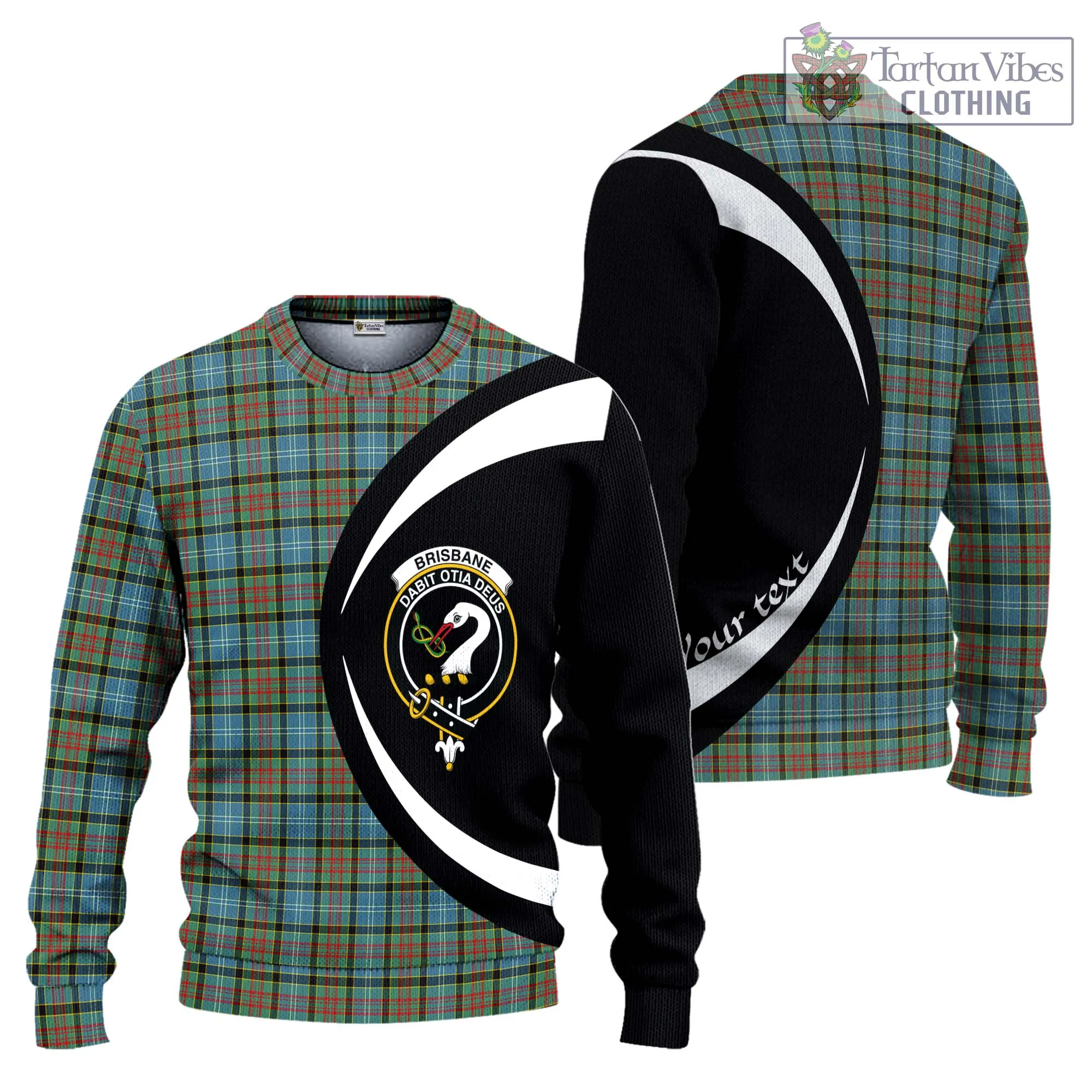 Brisbane Tartan Ugly Sweater with Family Crest Circle Style