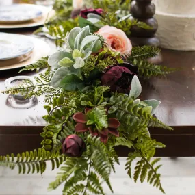 Burgundy and Blush Boho Floral Wedding Garland for Arch or Table