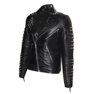 Buy High Quality Men Best Seller Lamb Leather Studded Fashion Jacket For Sale