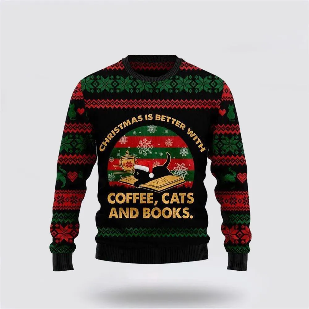 Cat Sweater Christmas Better With Black Cat Ugly Christmas Sweater For Men And Women, Best Gift For Christmas, Christmas Fashion Winter