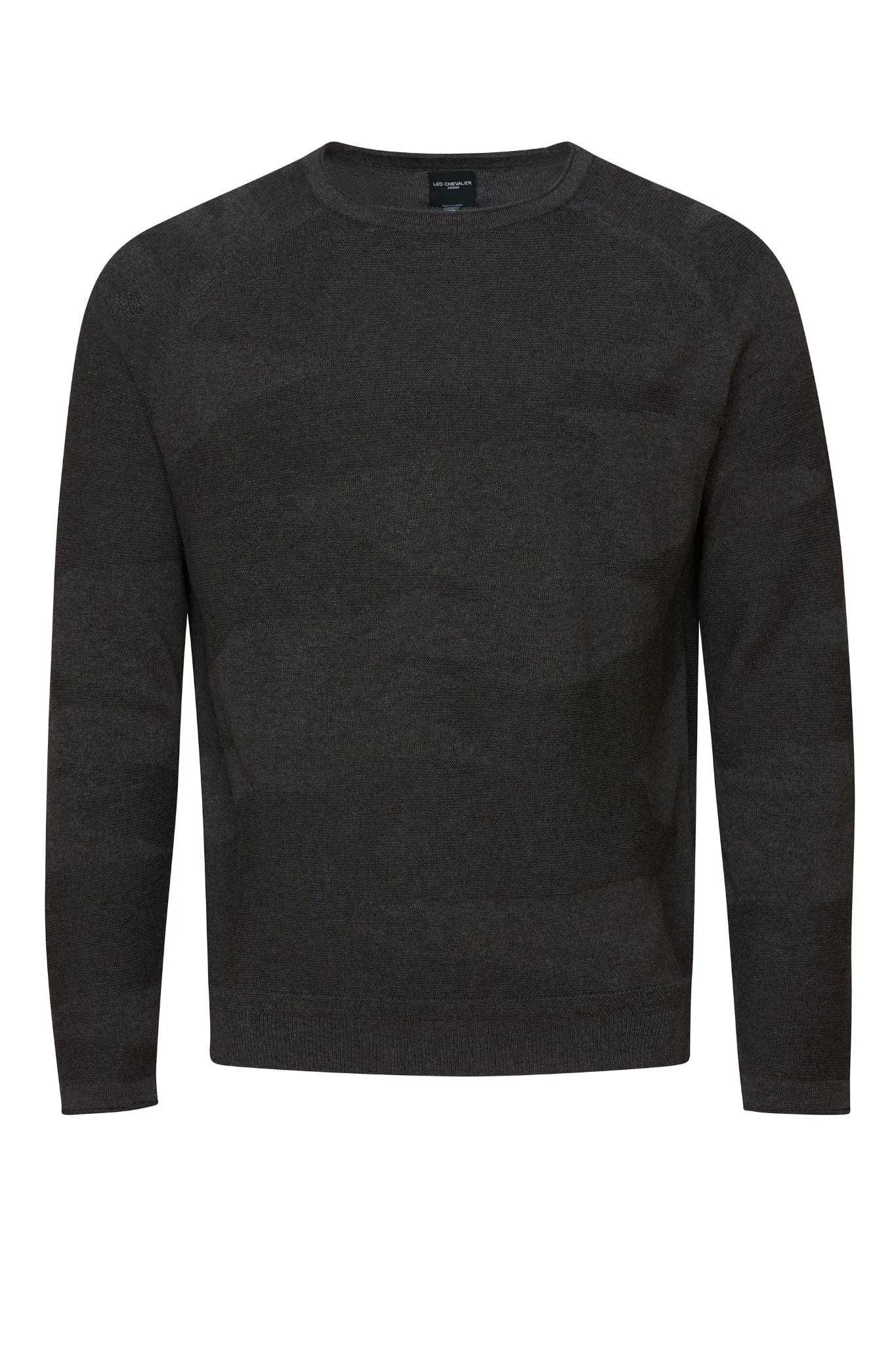 Charcoal Crewneck Cotton Knit Pullover Sweater for Men