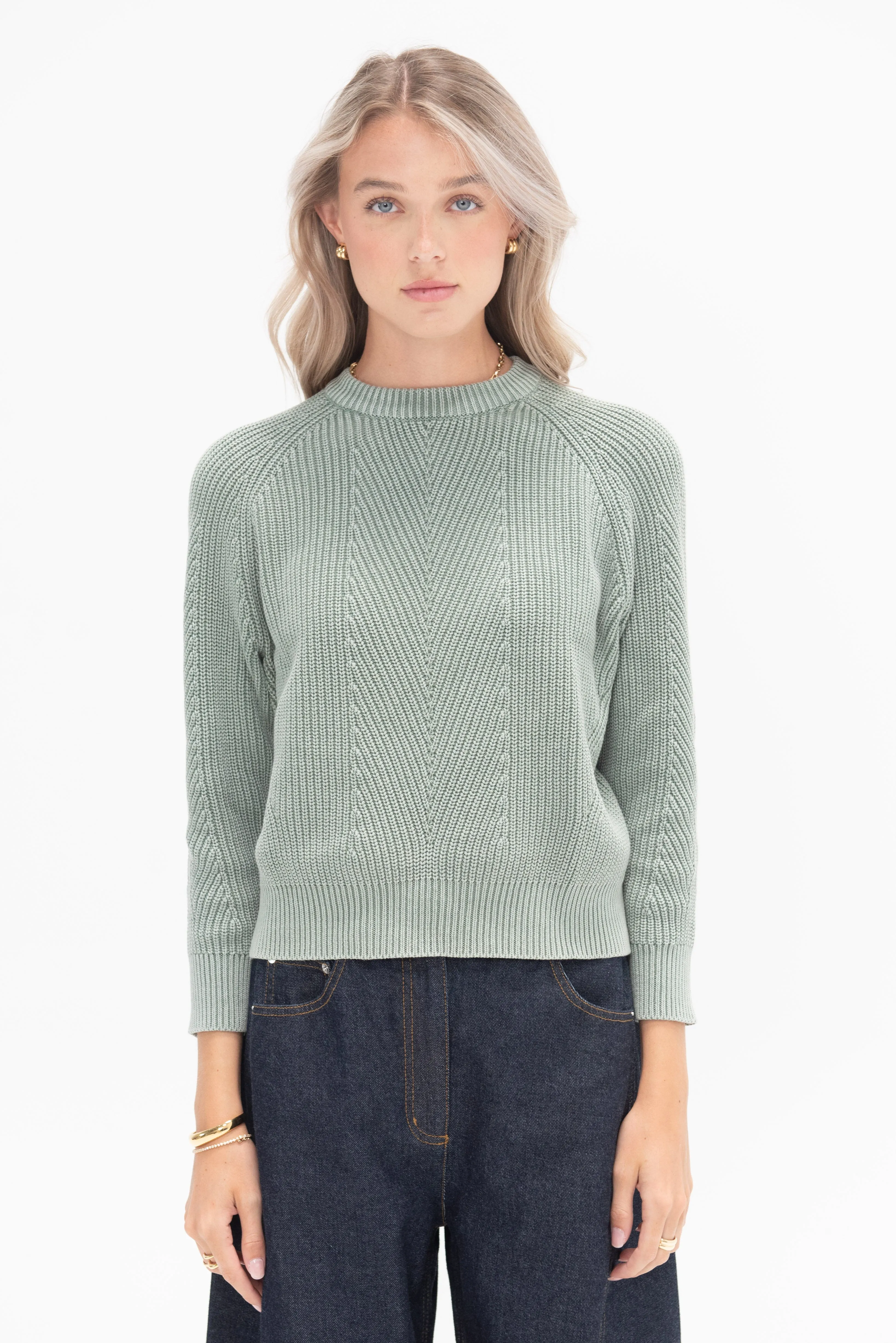 Chelsea Cotton Sweater, Sage