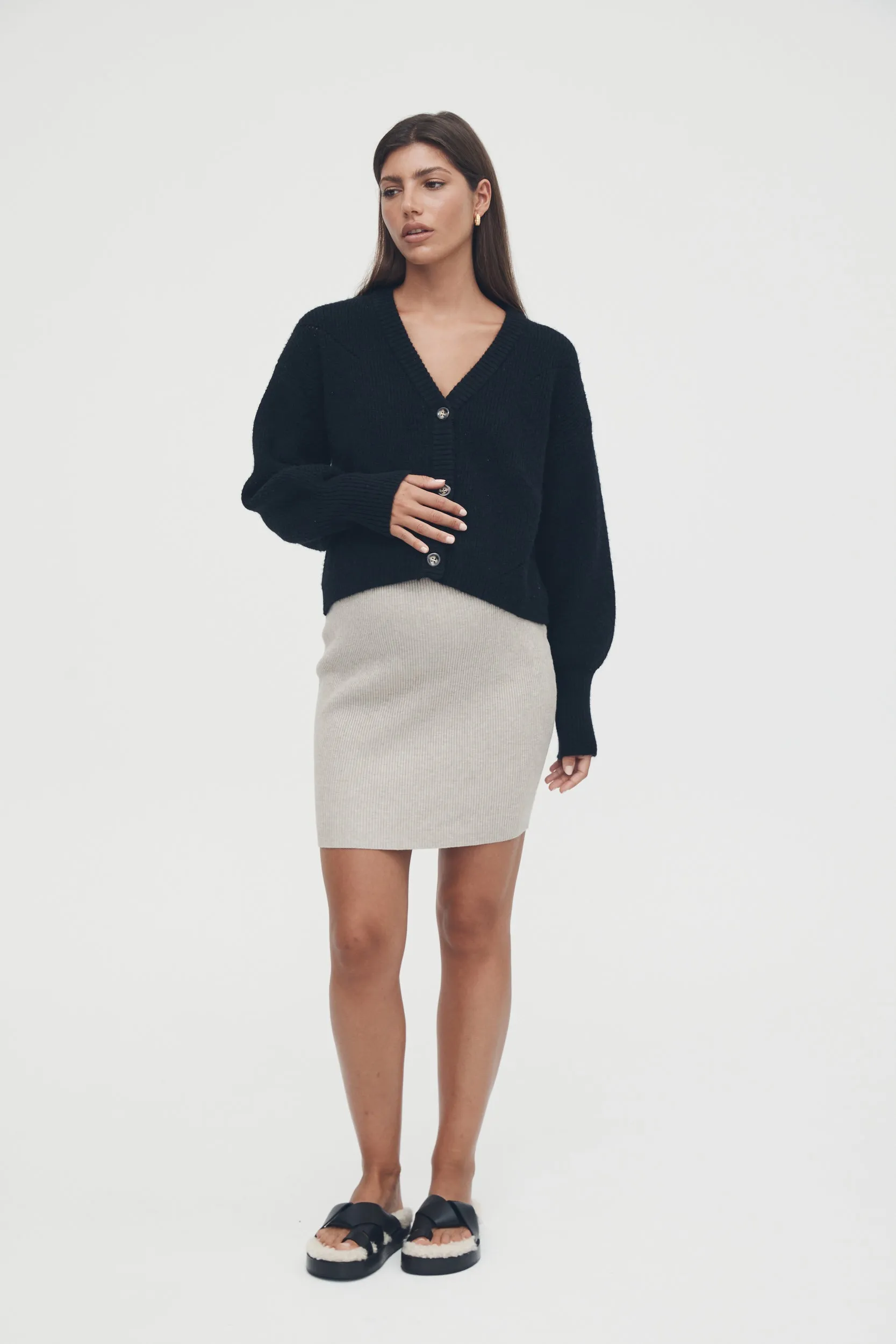 Coastal Knit Skirt (Taupe Marle)